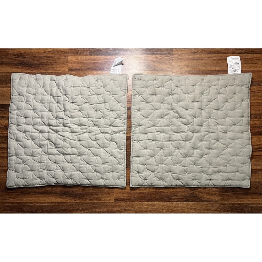 Pair of POTTERY BARN Tufted Quilted Sham Grey Mist EURO